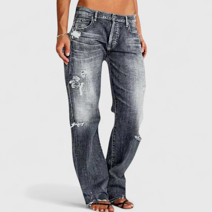 Sadie | Women's Low Rise Distressed Straight Leg Jeans