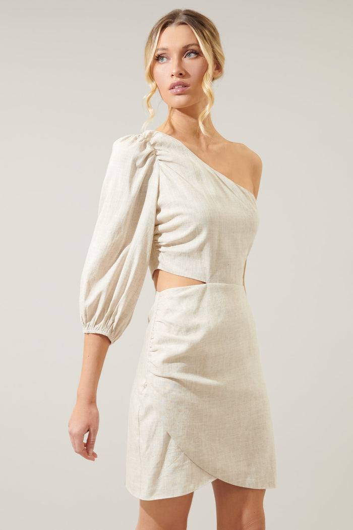 Saint Tropez Hana Cut Out Linen Mini Dress