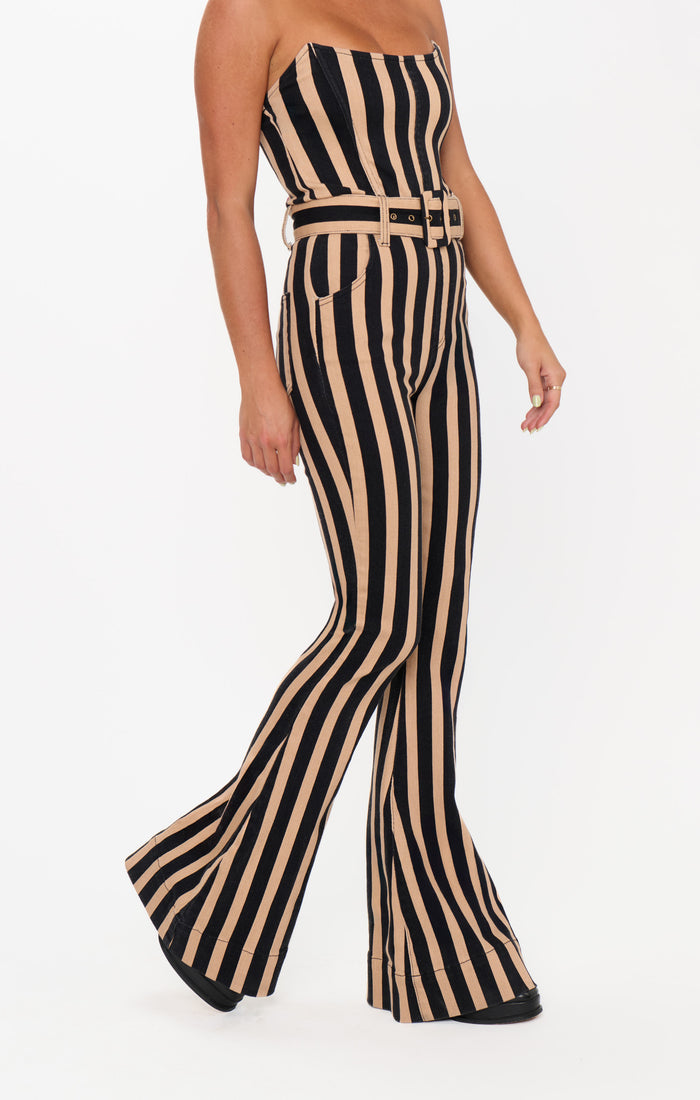 Santa Fe Jumpsuit ~ Sepia Stripe Denim