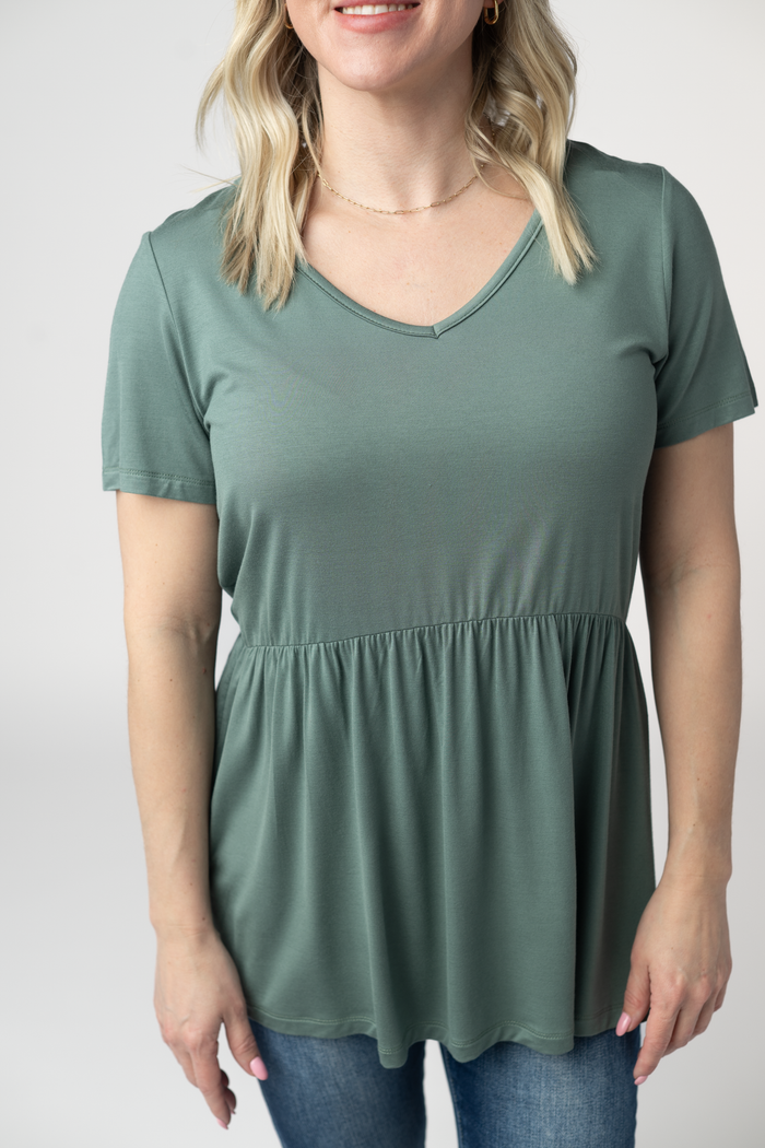 Sarah Ruffle Short Sleeve - Dusty Jade by Michelle Mae