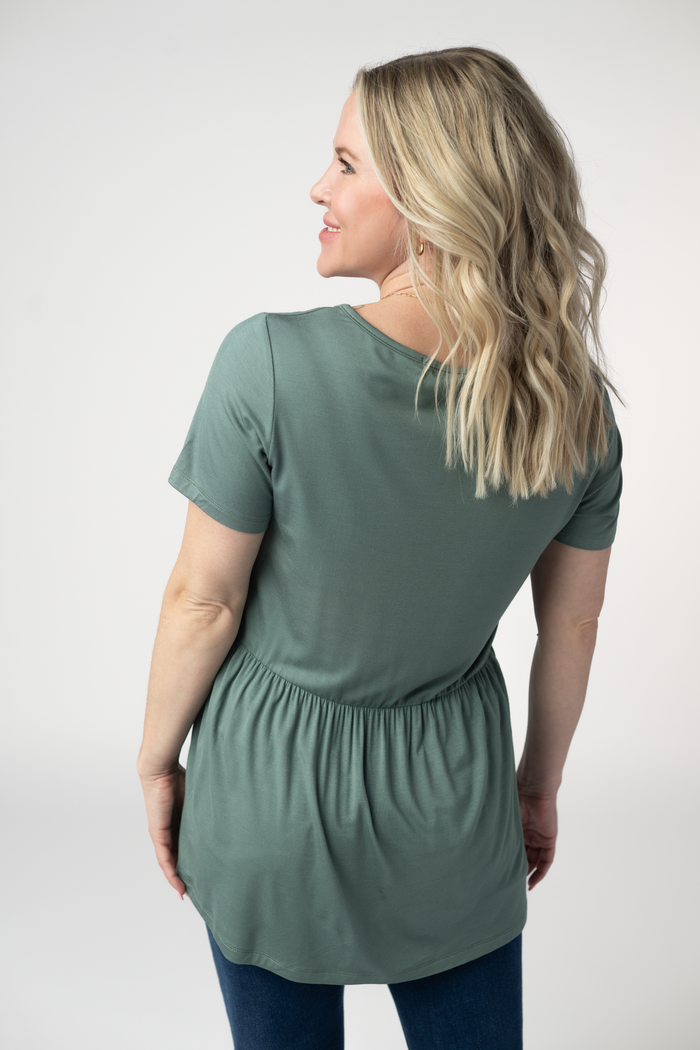 Sarah Ruffle Short Sleeve - Dusty Jade by Michelle Mae