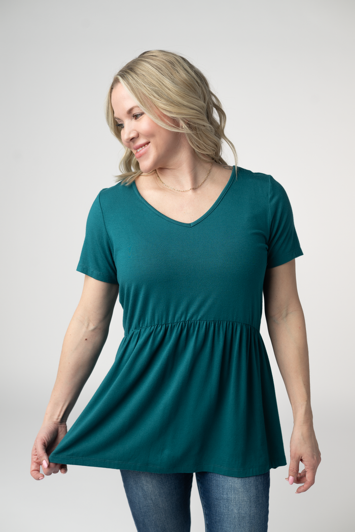 Sarah Ruffle Short Sleeve - Teal by Michelle Mae