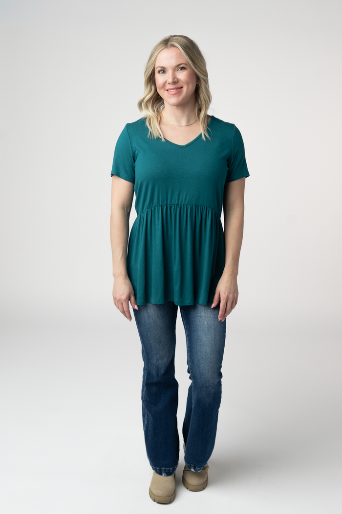 Sarah Ruffle Short Sleeve - Teal by Michelle Mae