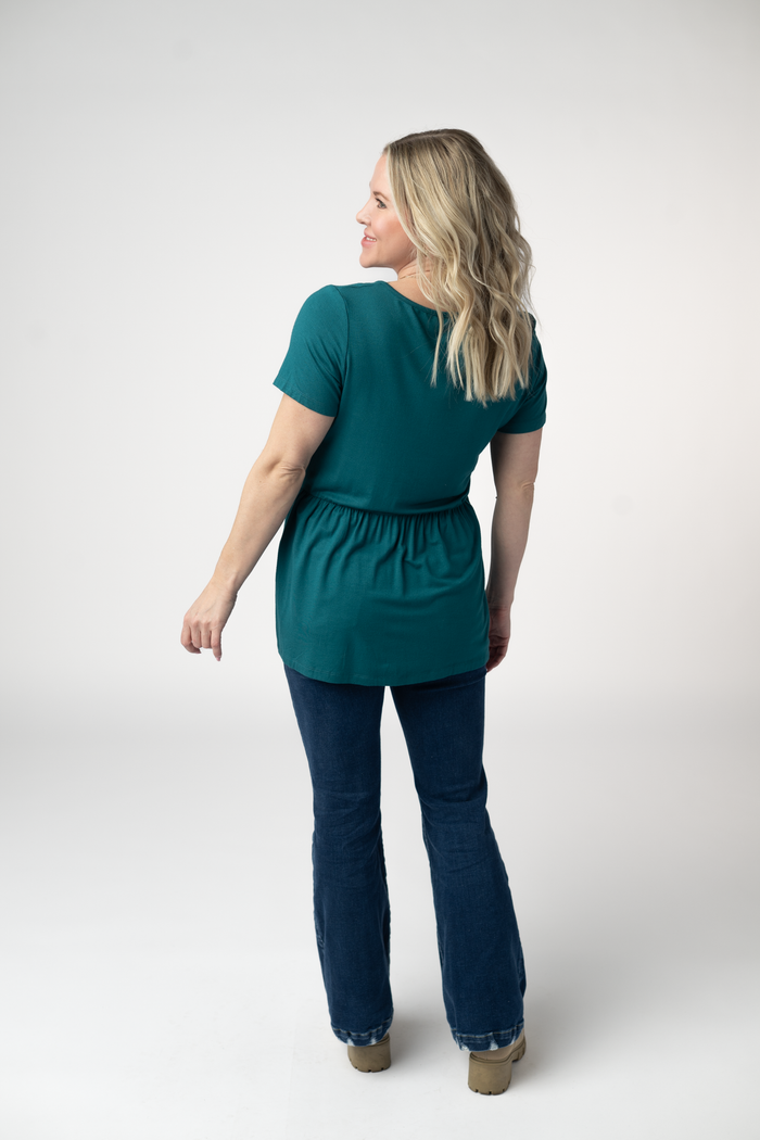 Sarah Ruffle Short Sleeve - Teal by Michelle Mae