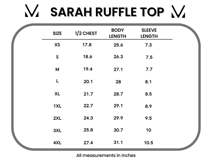 Sarah Ruffle Short Sleeve - Teal by Michelle Mae