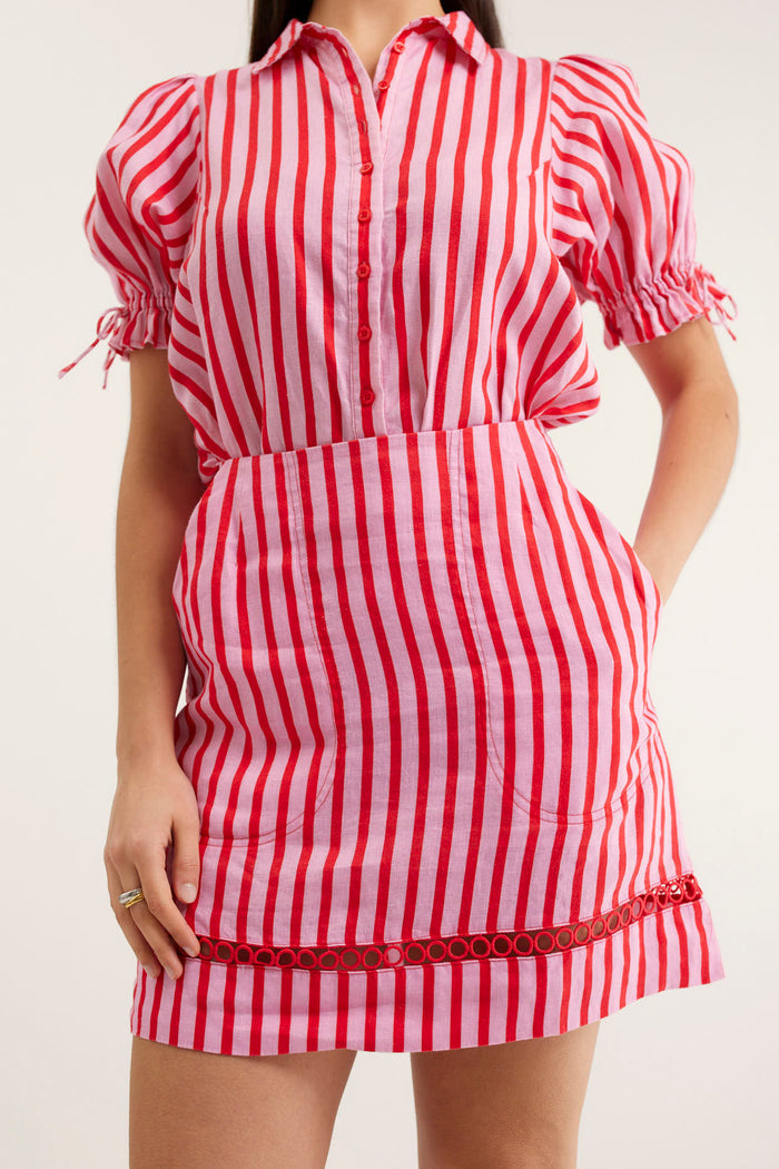 Saskia Breton Skirt  In Pink/Red