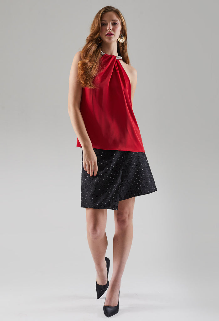 Satin Pearly Sleeveless Top