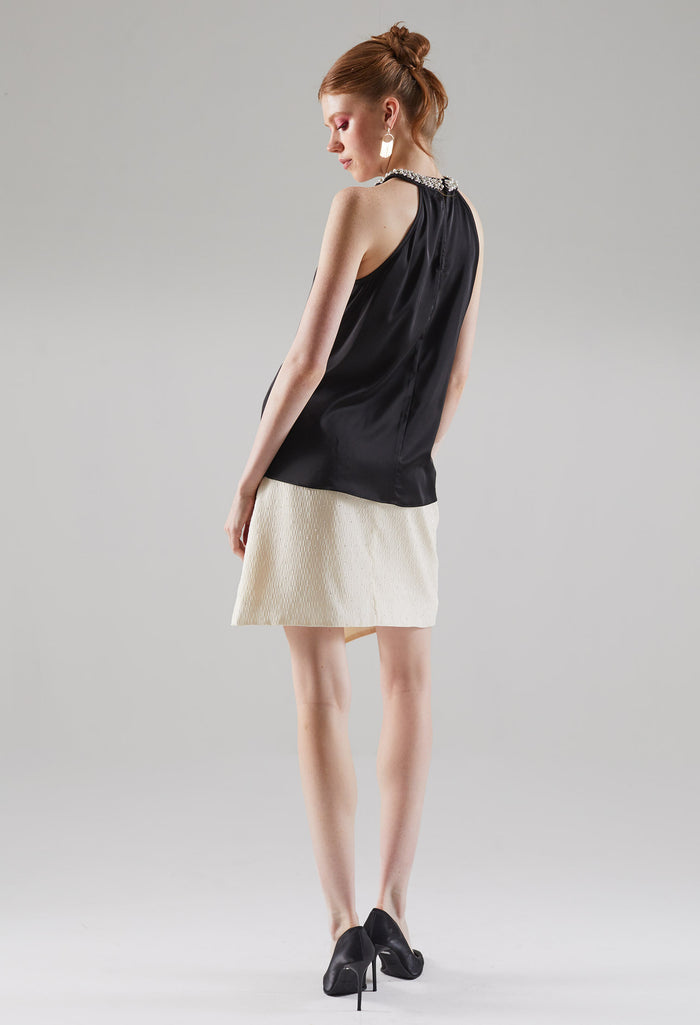 Satin Pearly Sleeveless Top