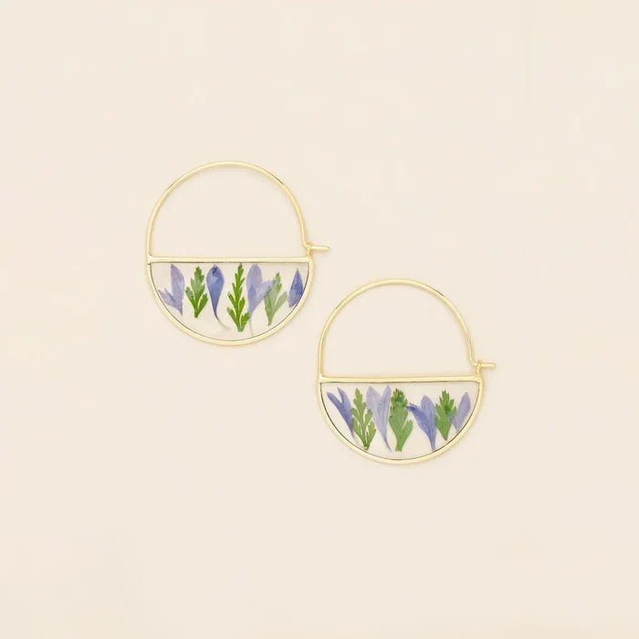 Scout Curated Wears Pressed Flower Hoop Earring -  Purple Cornflower