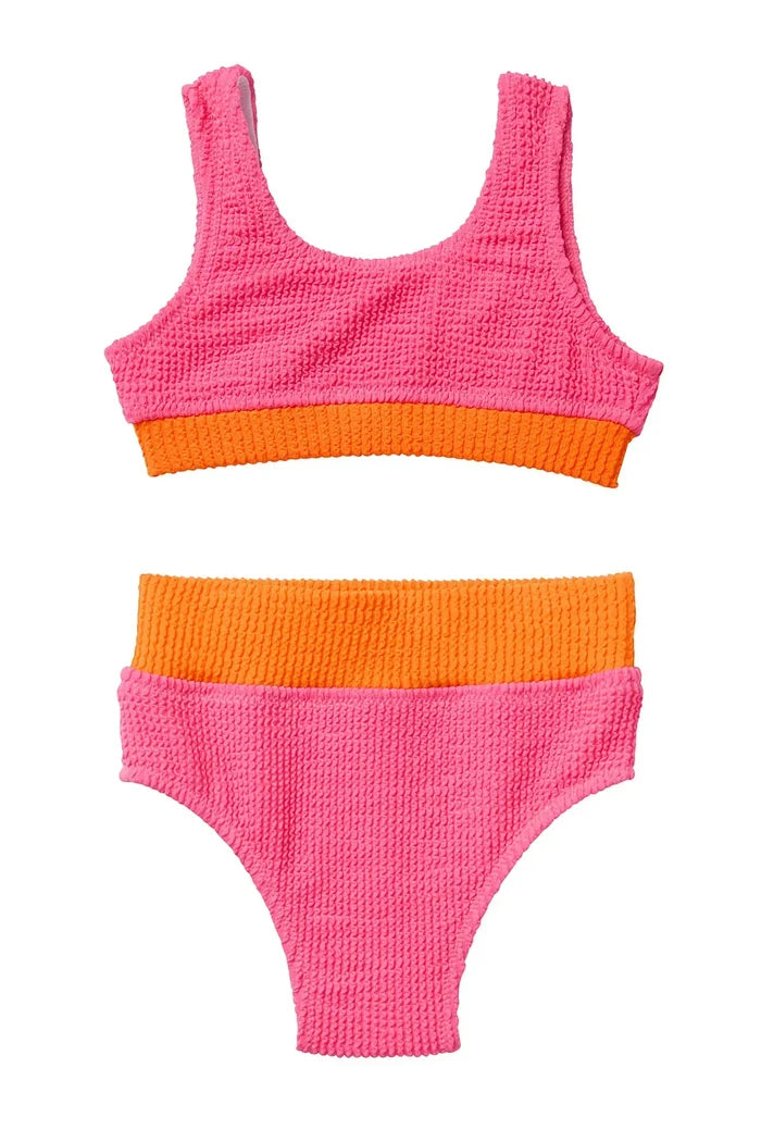 Seaesta Surf Crinkle Color Block Two-Piece Swimsuit – Girls