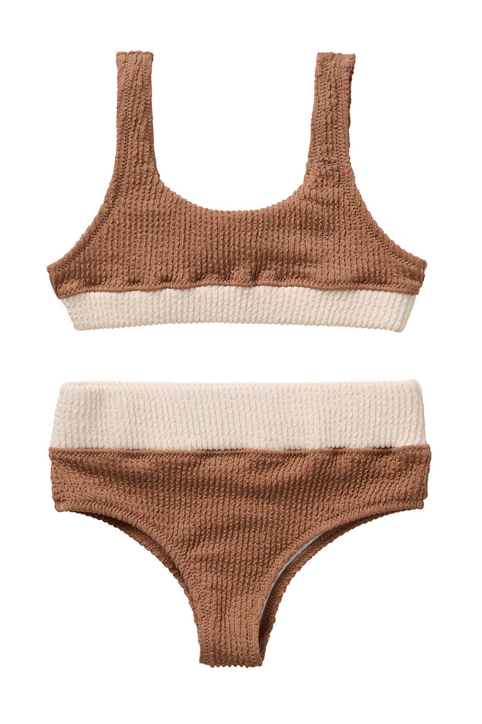 Seaesta Surf Crinkle Color Block Two-Piece Swimsuit – Girls