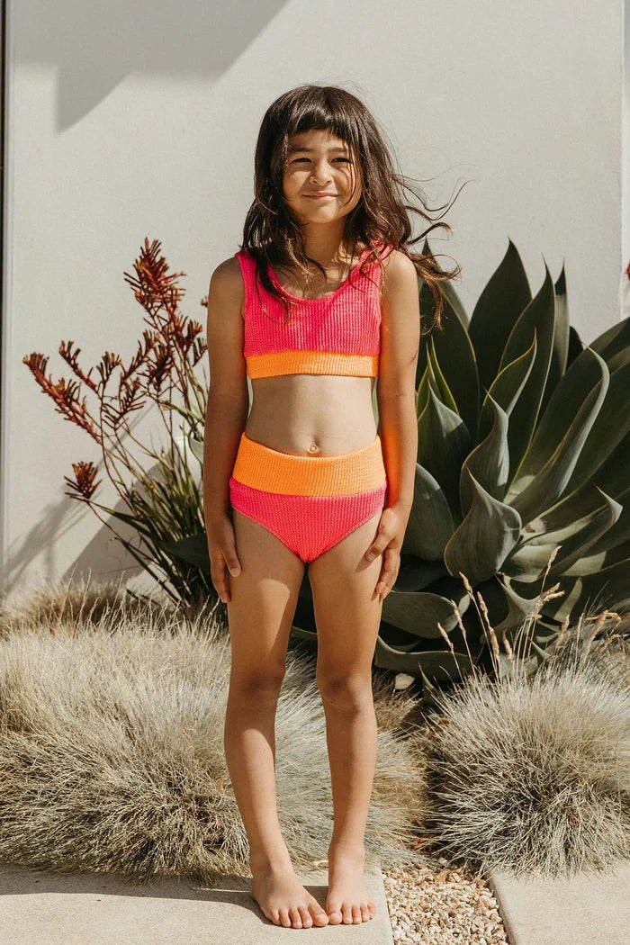 Seaesta Surf Crinkle Color Block Two-Piece Swimsuit – Girls