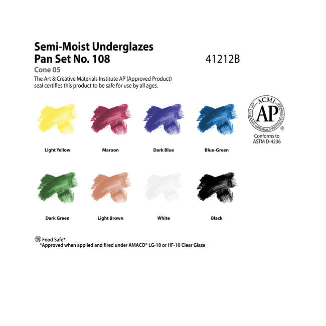 Semi-Moist Underglaze Set #108 Amaco 41212B