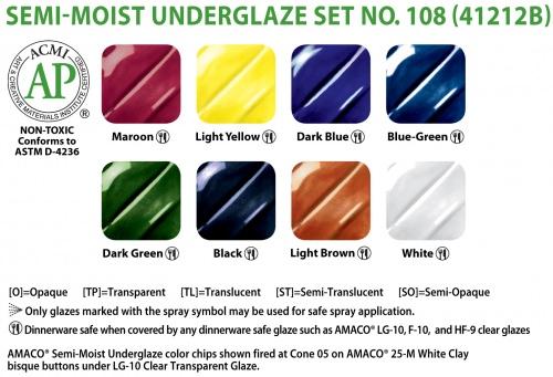 Semi-Moist Underglaze Set #108 Amaco 41212B