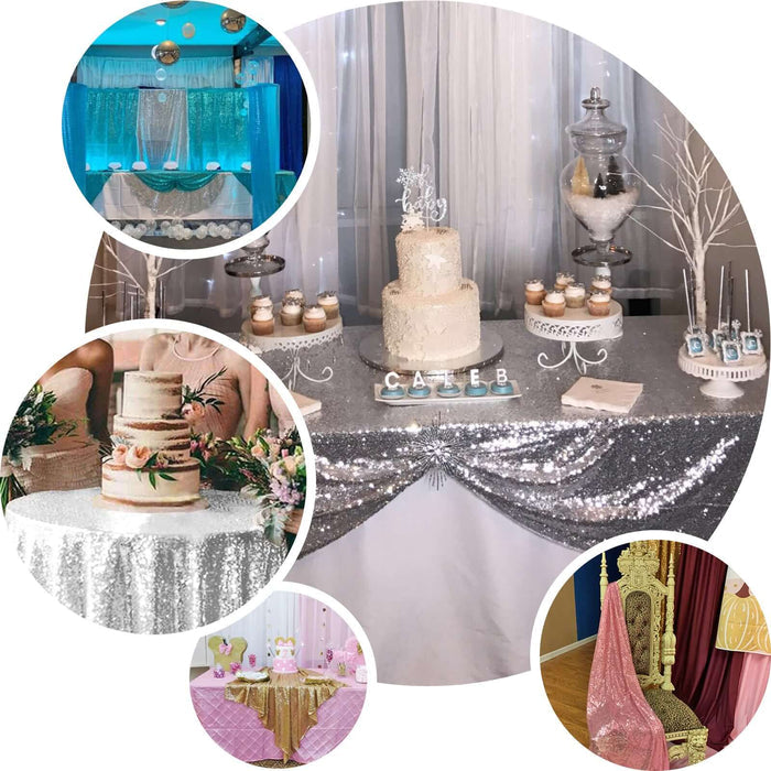 Elegant event decorations with cakes and table setups for celebrations.