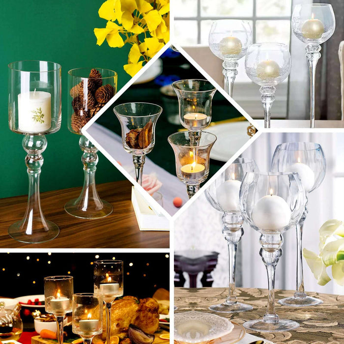 Elegant glass candle holders for stylish home decor and events.