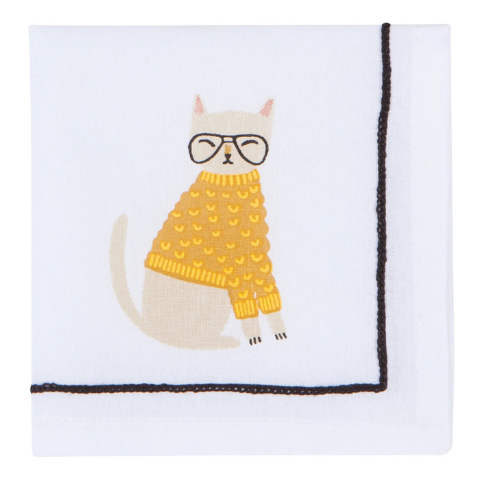 Set of 4 Feline Fine Cat Cocktail Napkins