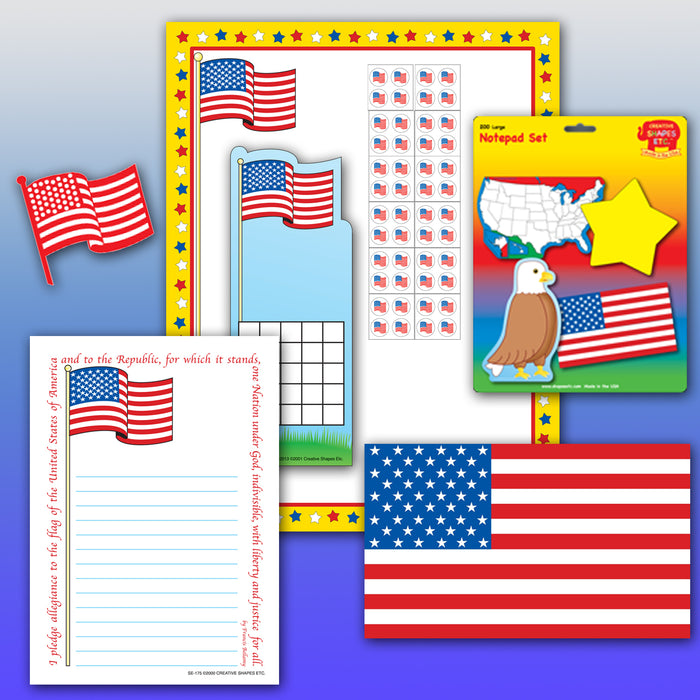 Fifty patriotic design sheets for classroom craft use