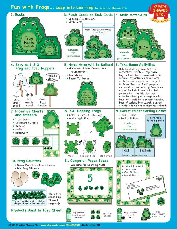 Small Single Color Cut-Out - Frog - Creative Shapes Etc.