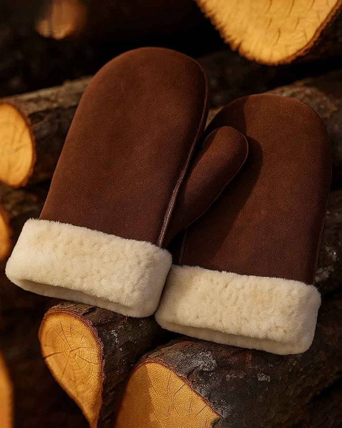 Sheepskin Mitts - Brown - The Classic Boutique