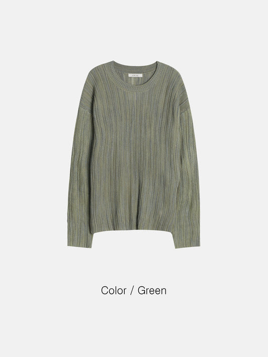 Sheer Ribbed Knit Pullover