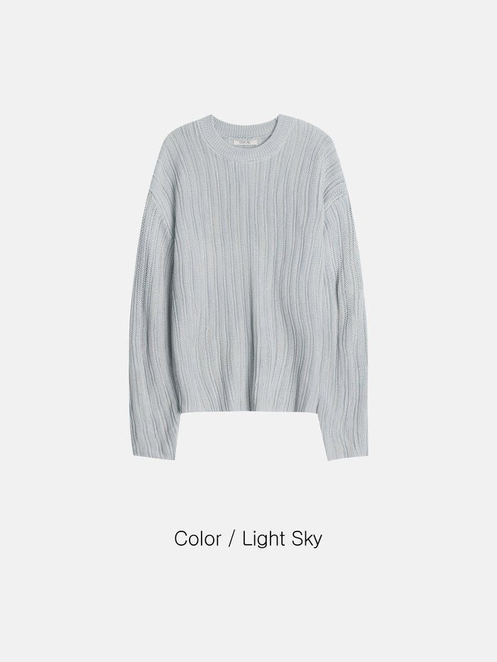 Sheer Ribbed Knit Pullover