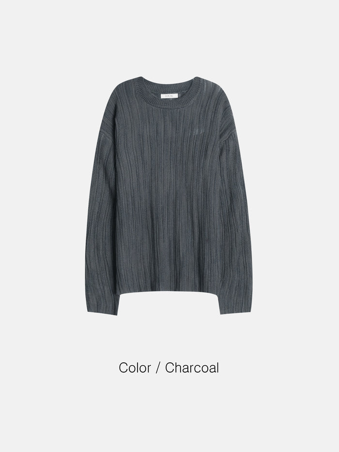Sheer Ribbed Knit Pullover