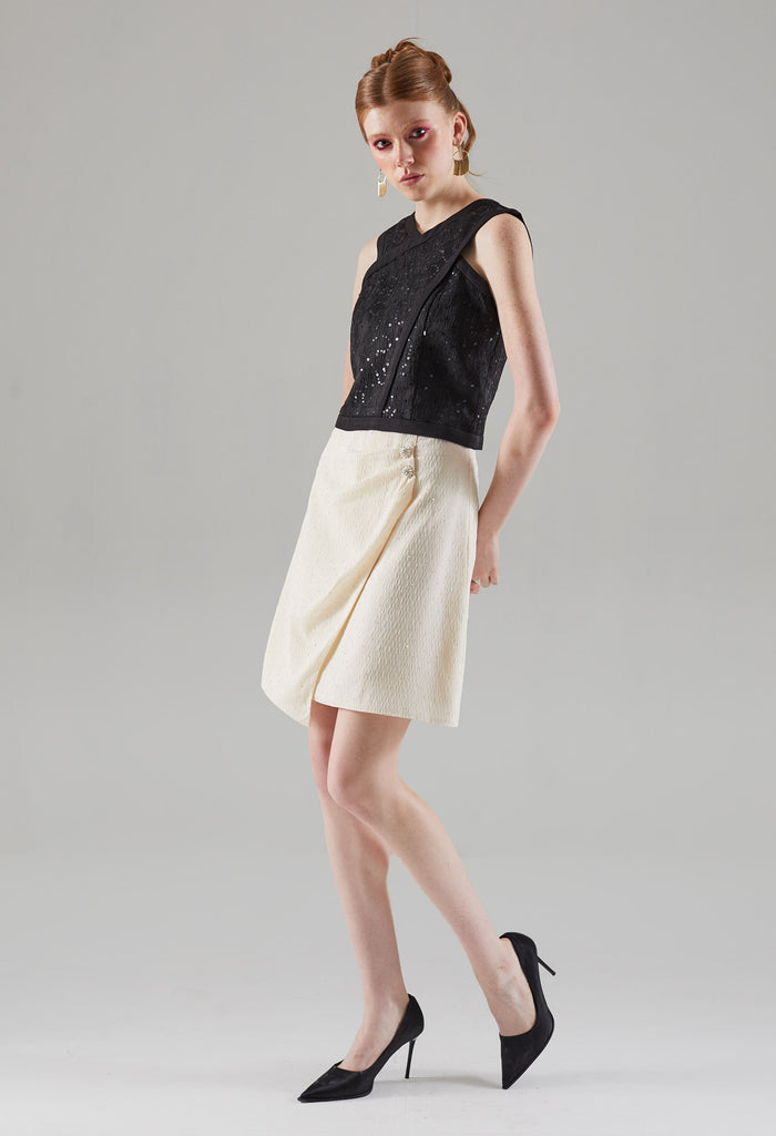 Shimmery Surplice Sleeveless Top