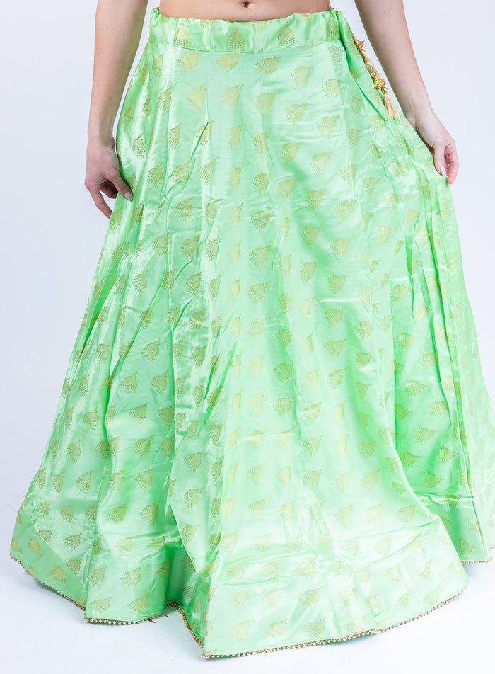 Silk Jhumki Motif Mint Green Lehenga Skirt