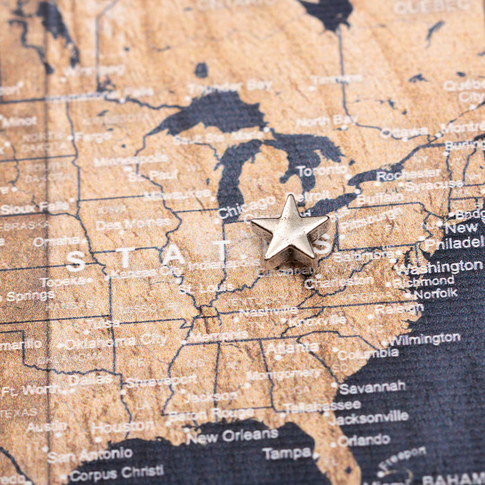 Silver Star Map Push Pins