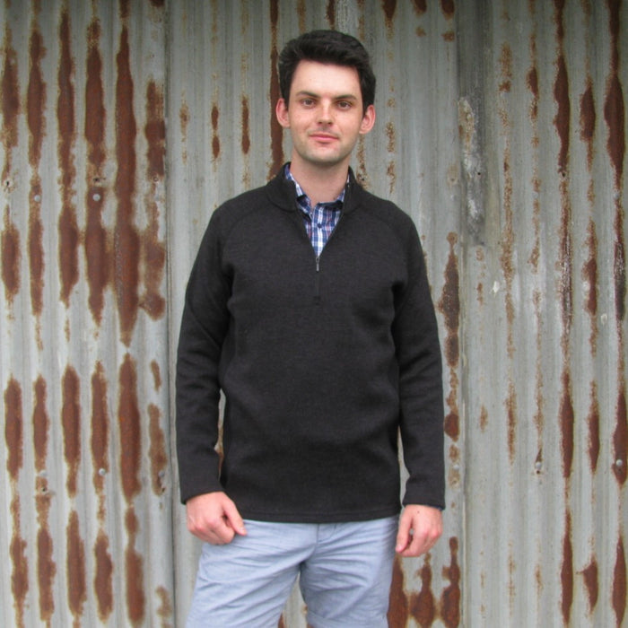Silver Stream - Merino Two Tone Zip Neck Sweater
