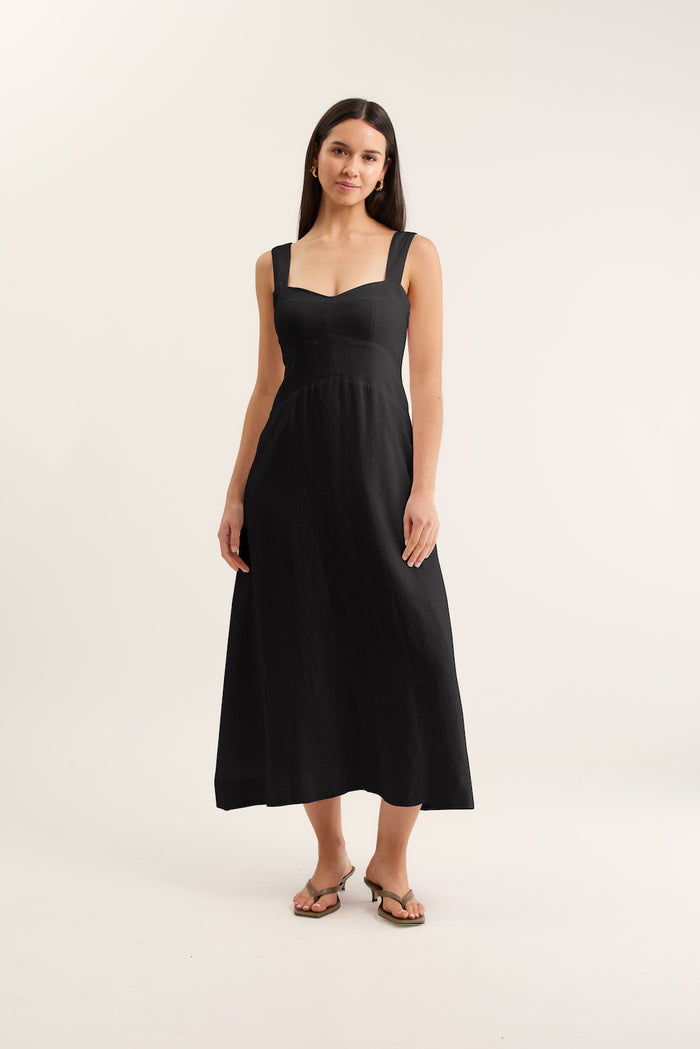 Simmie Linen Dress In Black