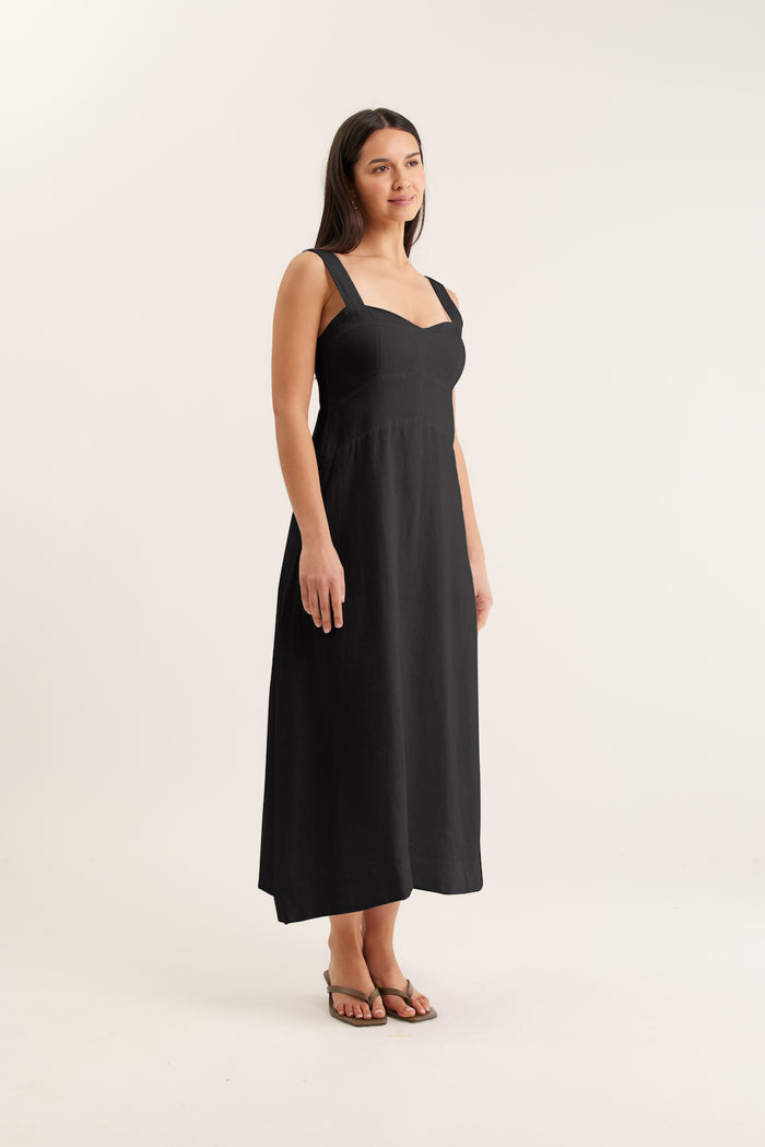Simmie Linen Dress In Black