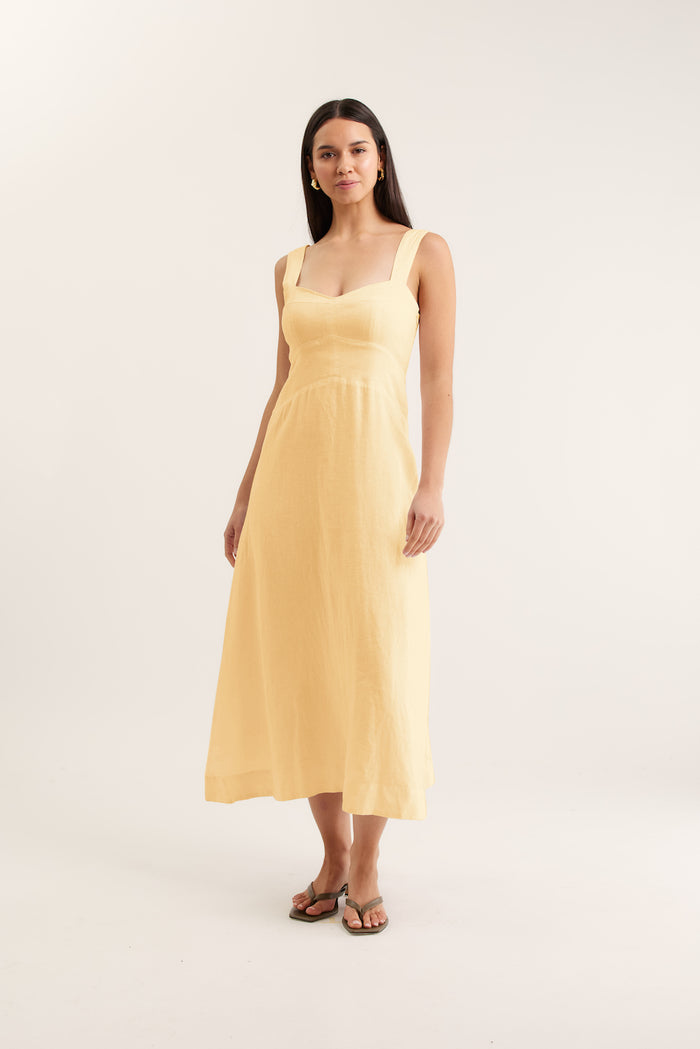Simmie Linen Dress In Lemon