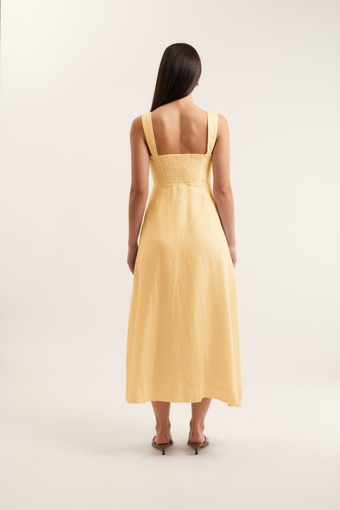 Simmie Linen Dress In Lemon