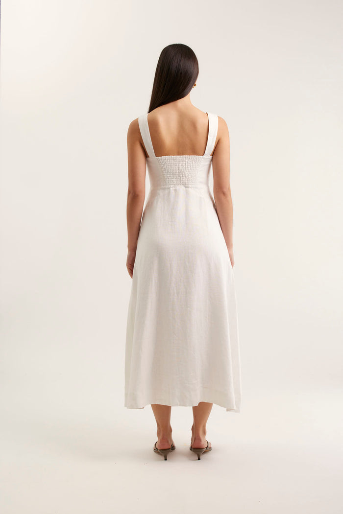 Simmie Linen Dress In White
