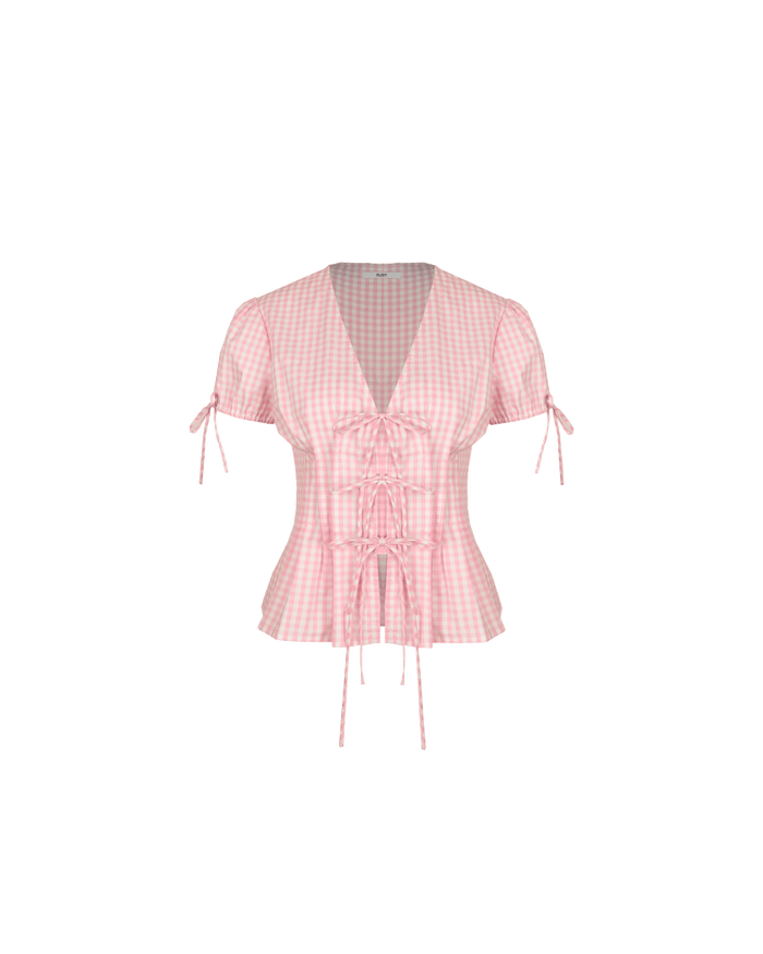 SIMONA BLOUSE PINK GINGHAM