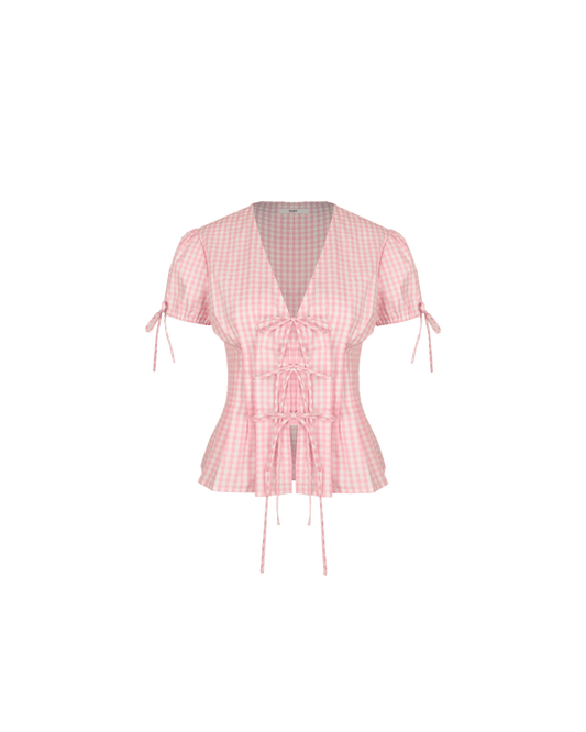 SIMONA BLOUSE PINK GINGHAM