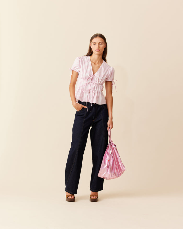 SIMONA BLOUSE PINK GINGHAM
