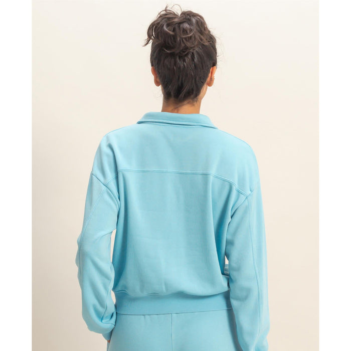 Sky Blue Lounge Set – Half Zip Pullover & Drawstring Shorts Set 258 / 328