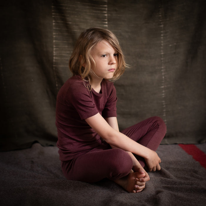 Smew Kids Top - Merino Wool & Silk - Fig