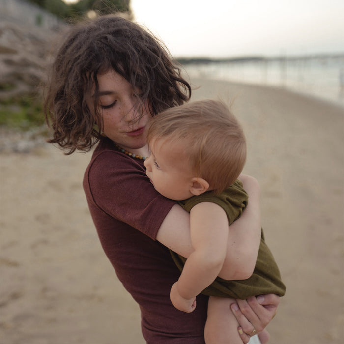Smew Kids Top - Merino Wool & Silk - Fig