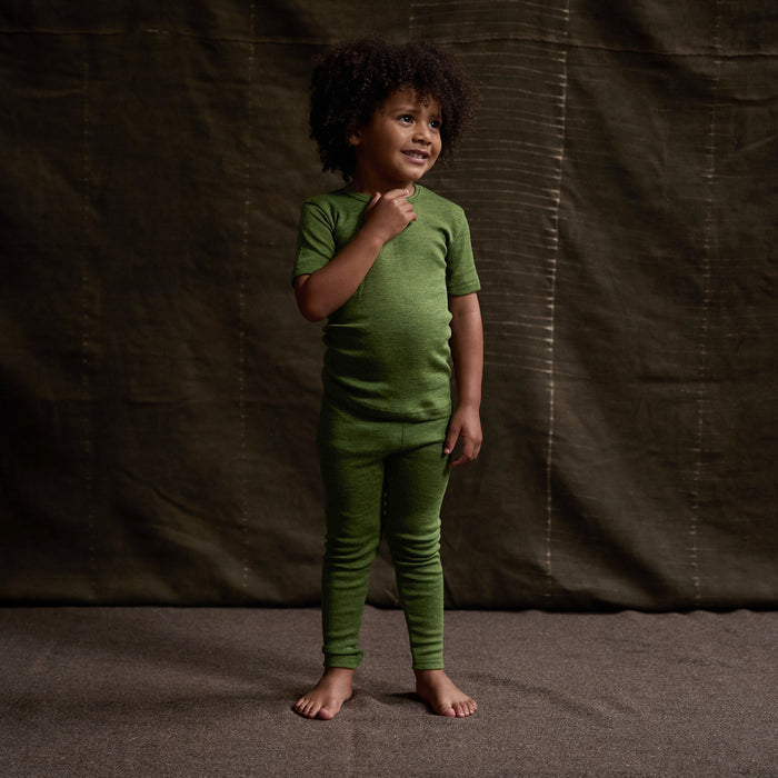 Smew Kids Top - Merino Wool & Silk - Forest