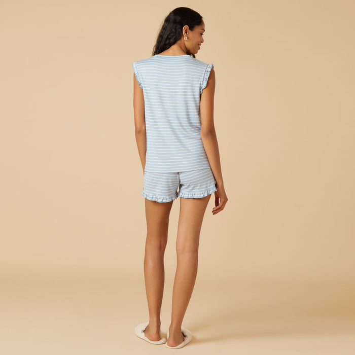 Softies - Sky Blue Striped Dream Ruffle Top and Short Set