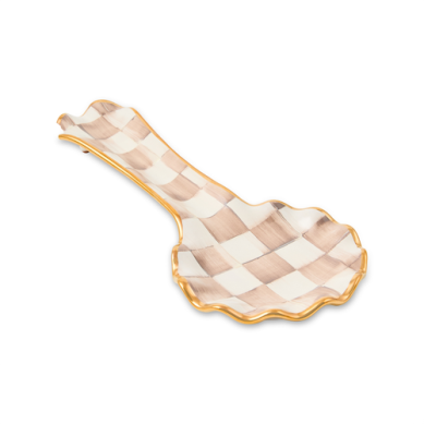 Spoon Rest Mocha Check  Ceramic