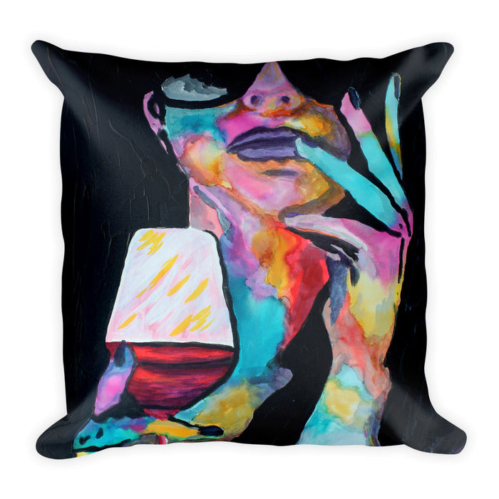 Square Pillow - Is it the Music or the Wine?