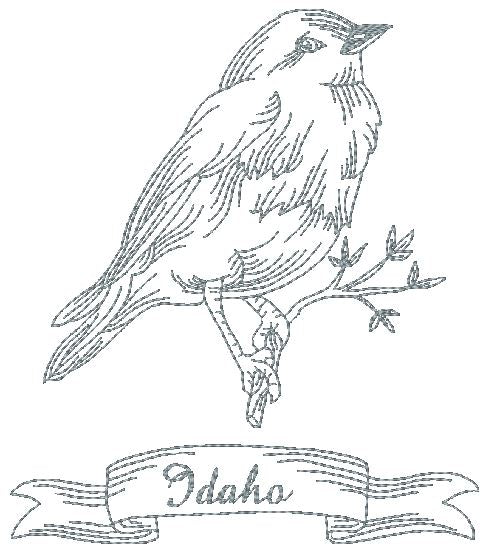 State Bird Redwork-2 [5x7] 11028 Machine Embroidery Designs