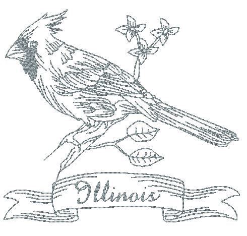 State Bird Redwork-2 [5x7] 11028 Machine Embroidery Designs