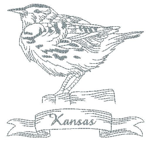 State Bird Redwork-2 [5x7] 11028 Machine Embroidery Designs