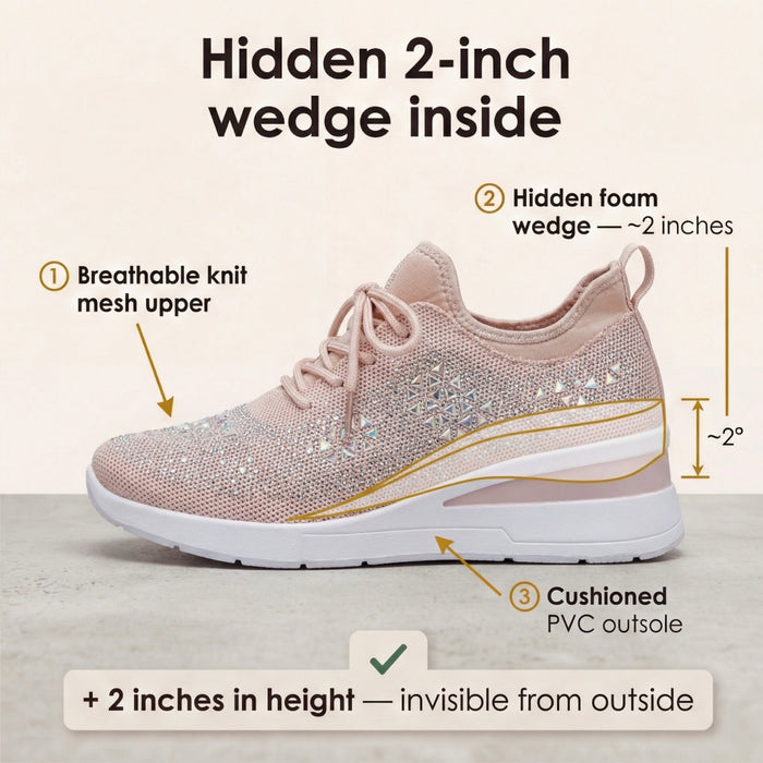Stellara™ – Rhinestone Wedge Sneakers for Women